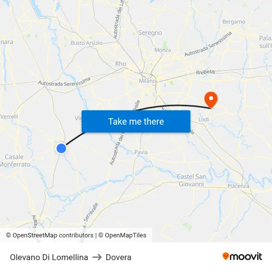 Olevano Di Lomellina to Dovera map