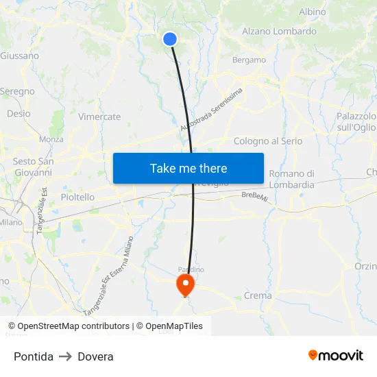 Pontida to Dovera map