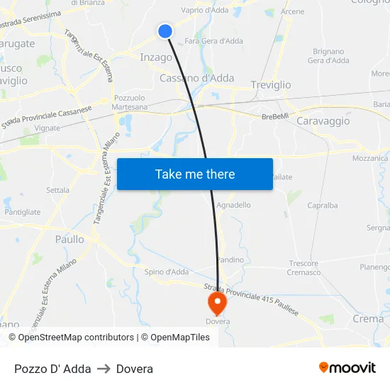 Pozzo D' Adda to Dovera map