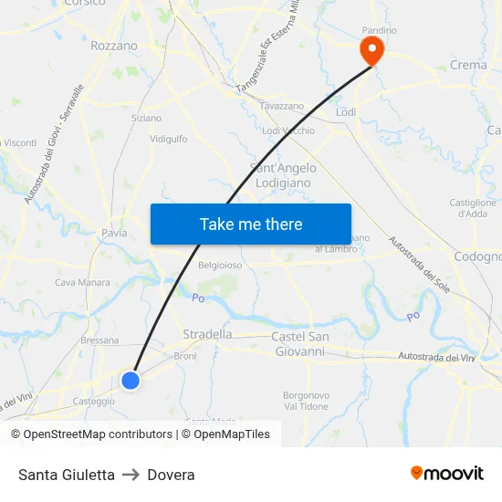 Santa Giuletta to Dovera map