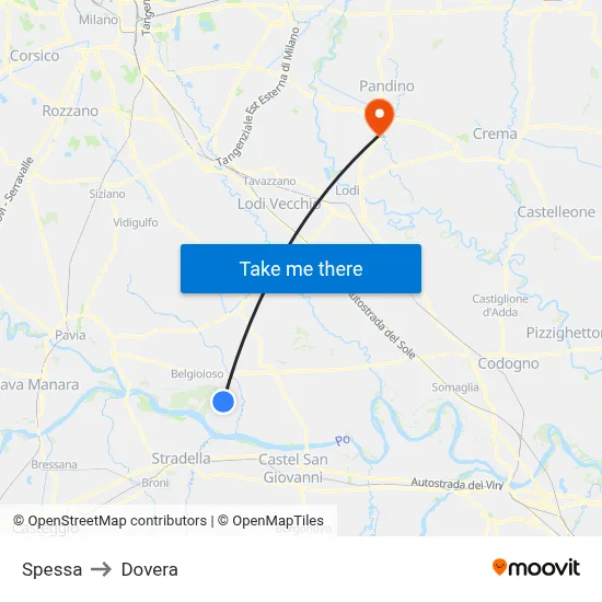 Spessa to Dovera map