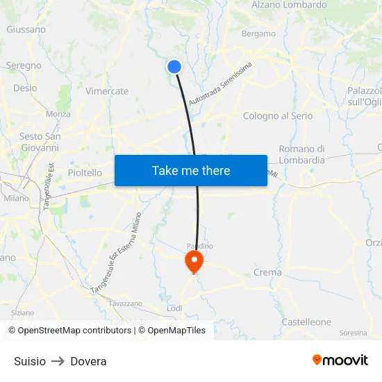 Suisio to Dovera map