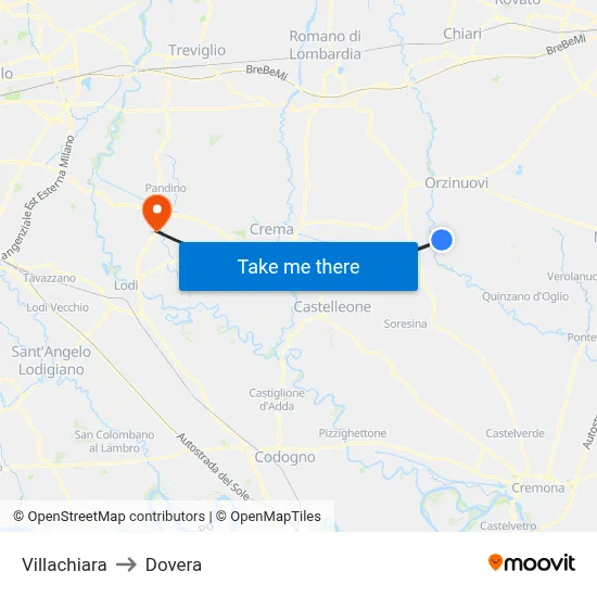 Villachiara to Dovera map