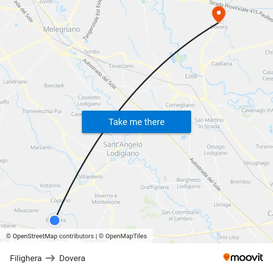 Filighera to Dovera map