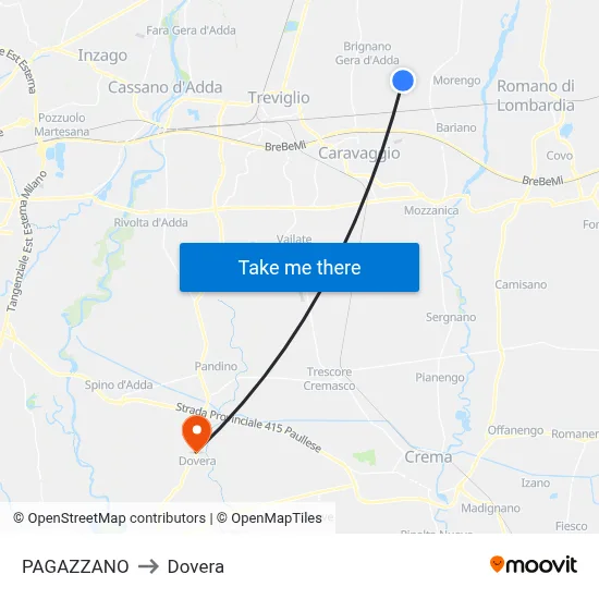 PAGAZZANO to Dovera map