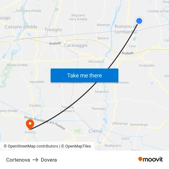 Cortenova to Dovera map