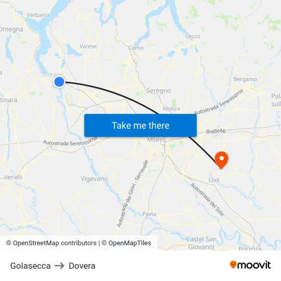 Golasecca to Dovera map