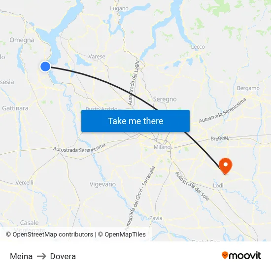 Meina to Dovera map