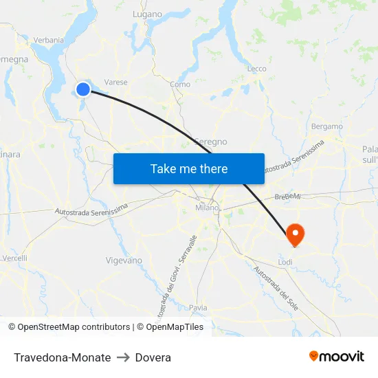 Travedona-Monate to Dovera map