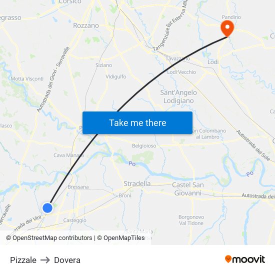 Pizzale to Dovera map