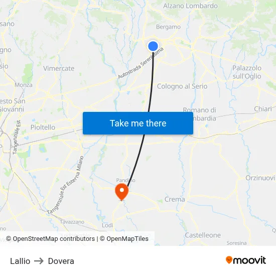 Lallio to Dovera map