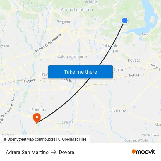 Adrara San Martino to Dovera map