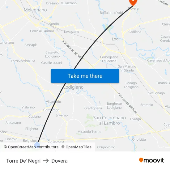 Torre De' Negri to Dovera map