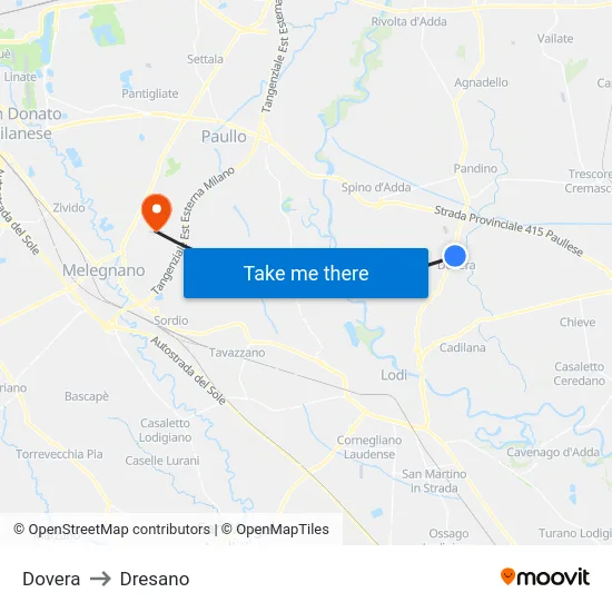 Dovera to Dresano map