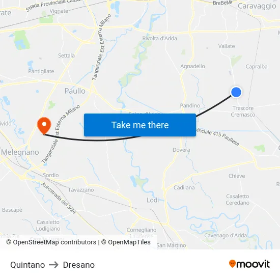 Quintano to Dresano map