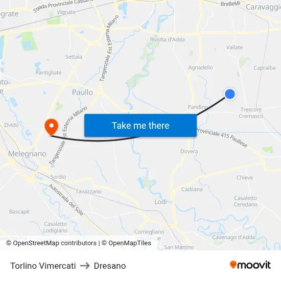 Torlino Vimercati to Dresano map