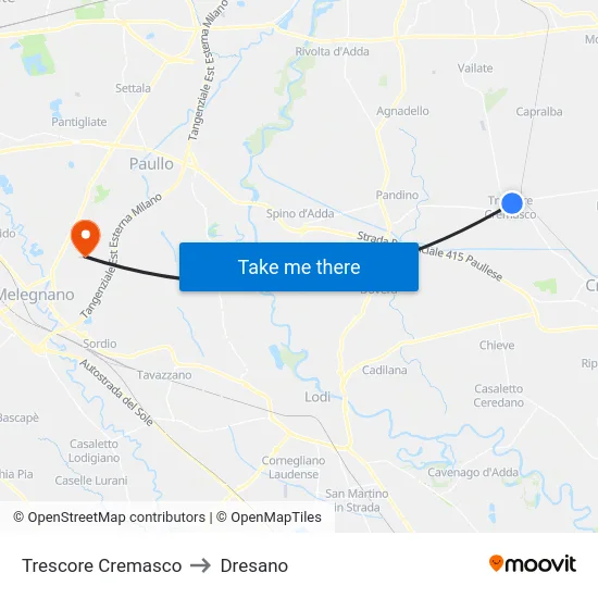 Trescore Cremasco to Dresano map