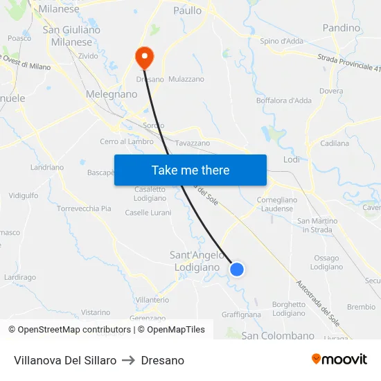 Villanova Del Sillaro to Dresano map