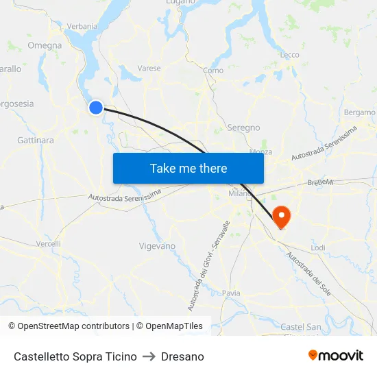 Castelletto Above Ticino to Dresano map