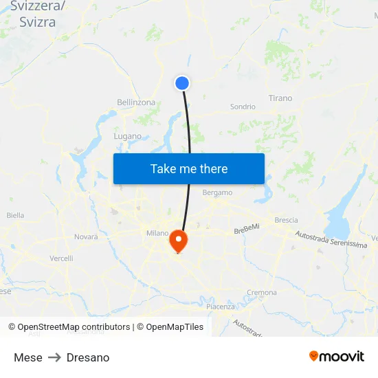 Mese to Dresano map