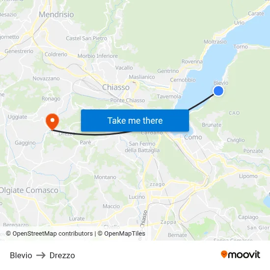 Blevio to Drezzo map