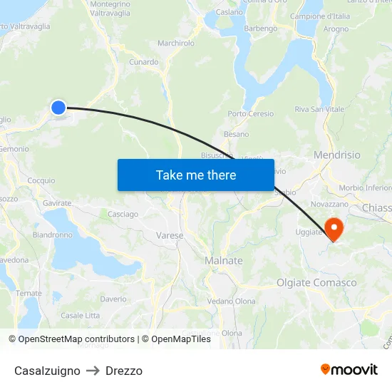 Casalzuigno to Drezzo map