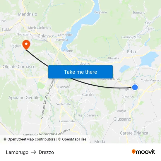 Lambrugo to Drezzo map