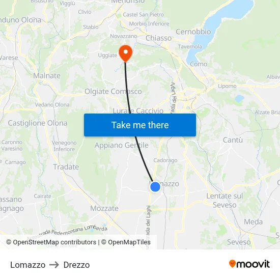 Lomazzo to Drezzo map