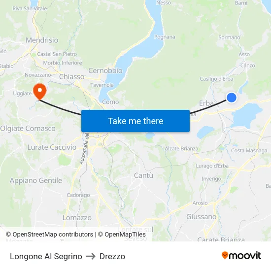 Longone Al Segrino to Drezzo map