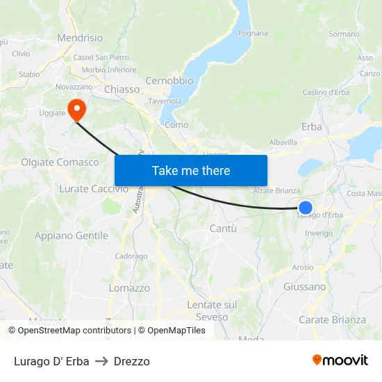 Lurago d'Erba to Drezzo map