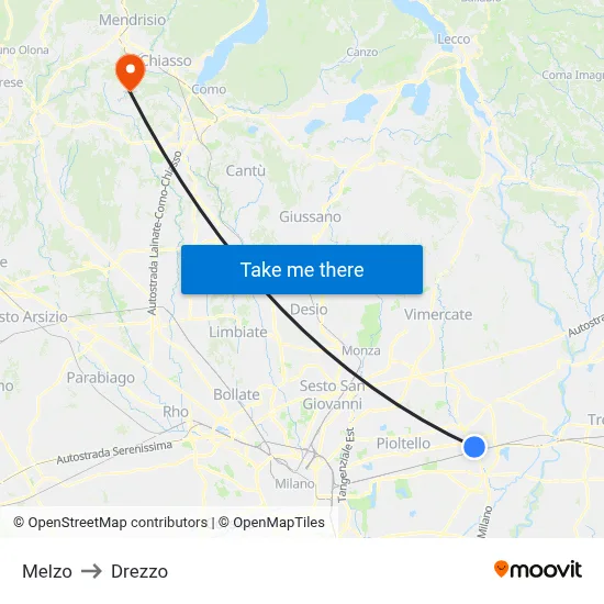 Melzo to Drezzo map