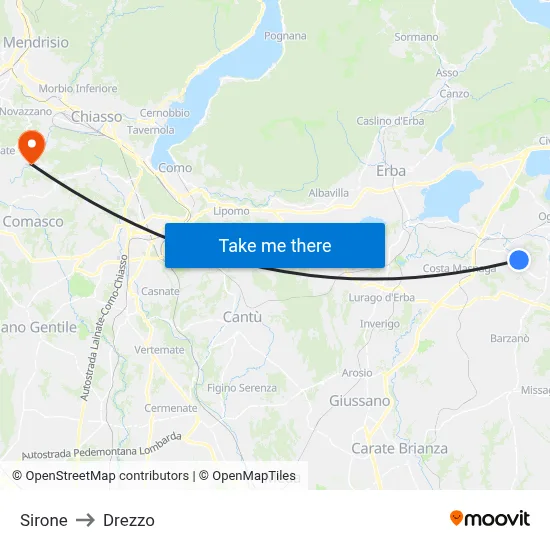 Sirone to Drezzo map