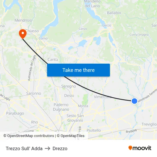 Trezzo Sull' Adda to Drezzo map