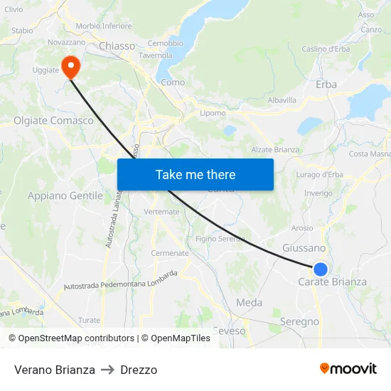 Verano Brianza to Drezzo map