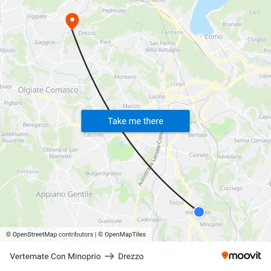 Vertemate Con Minoprio to Drezzo map