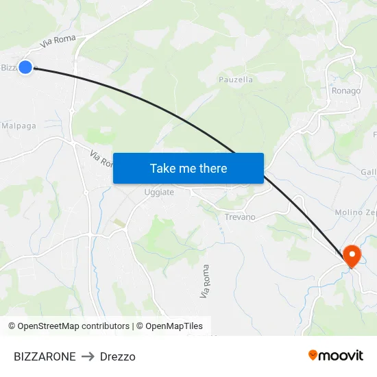 Bizzarone to Drezzo map