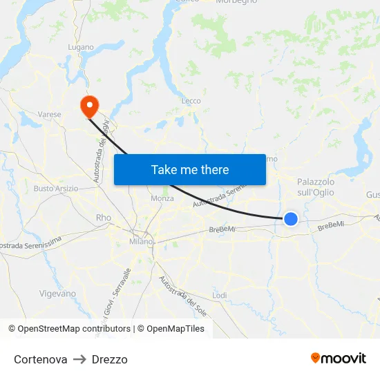 Cortenova to Drezzo map