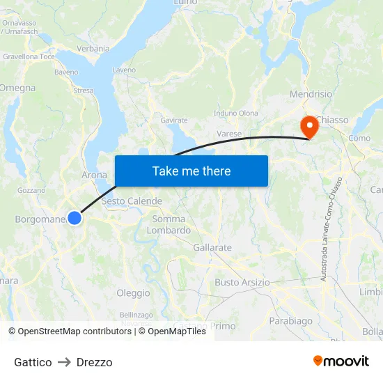 Gattico to Drezzo map