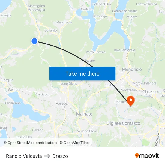 Rancio Valcuvia to Drezzo map