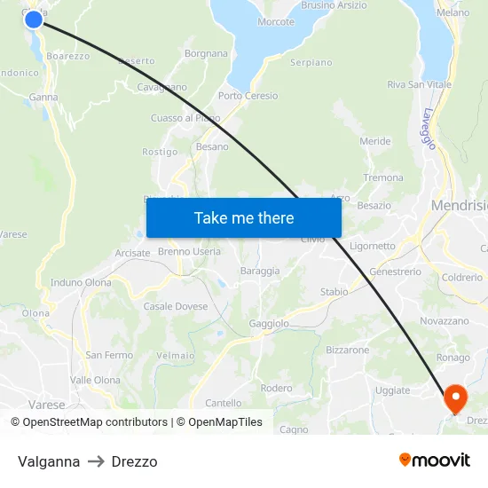 Valganna to Drezzo map