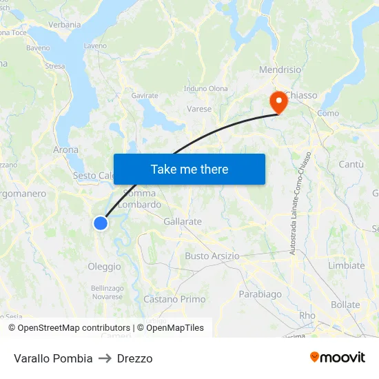 Varallo Pombia to Drezzo map