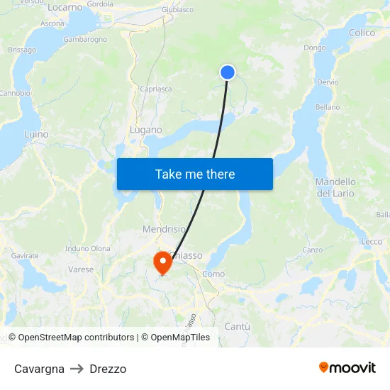 Cavargna to Drezzo map