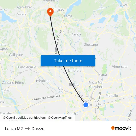 Lanza M2 to Drezzo map