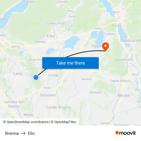 Brenna to Ello map