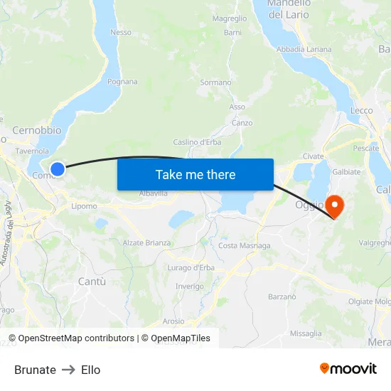 Brunate to Ello map