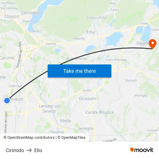 Cirimido to Ello map