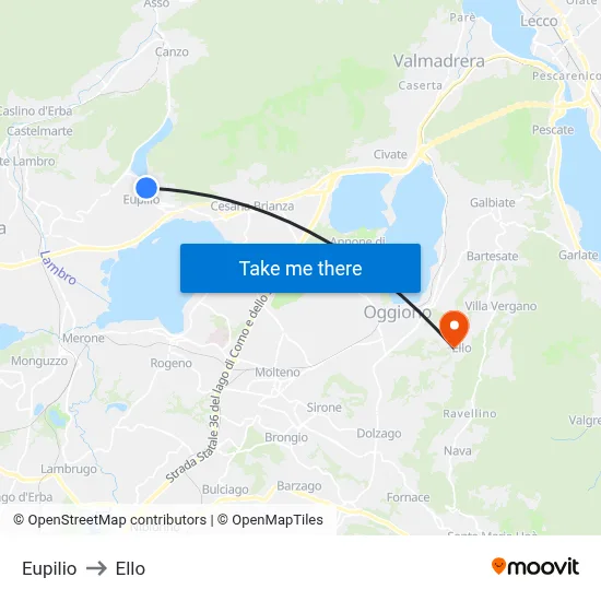 Eupilio to Ello map