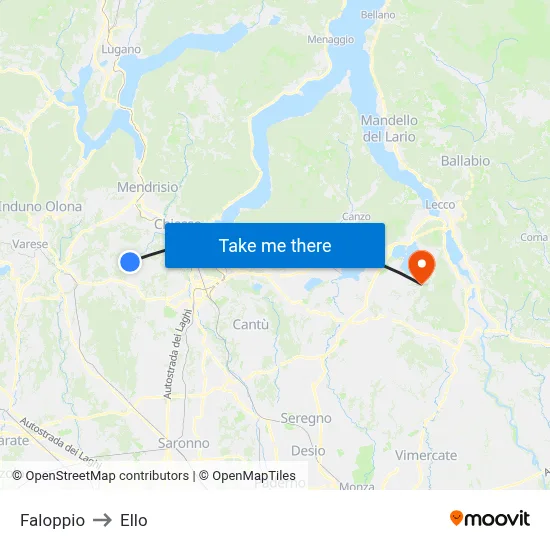 Faloppio to Ello map