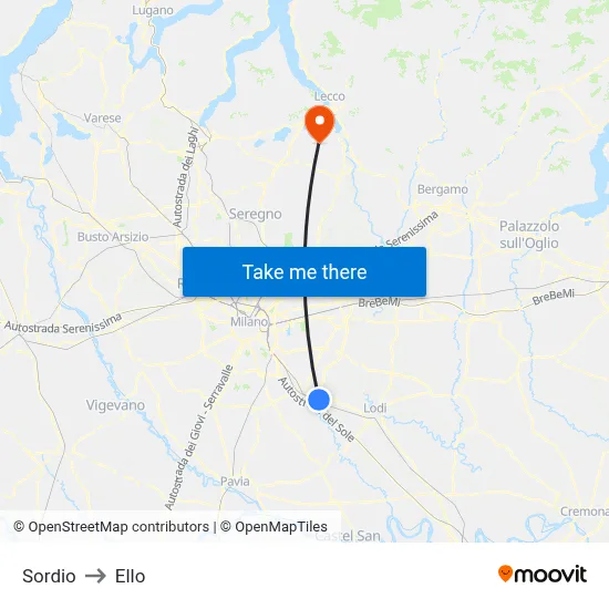 Sordio to Ello map