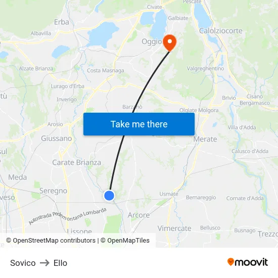 Sovico to Ello map